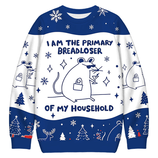 Uglysweatershops I Am the Primary Breadloser of My Household Christmas Ugly Sweatshirt