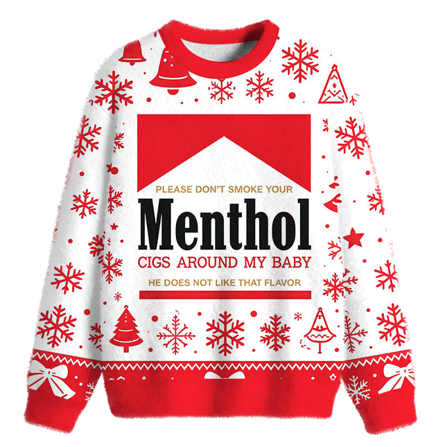 Uglysweatershops Pleae Don't Fuzzy Christmas Ugly Sweatshirt