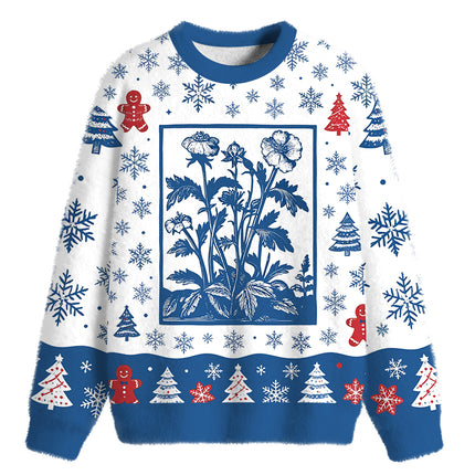 Uglysweatershops Wildflowers Fuzzy Christmas Ugly Sweatshirt