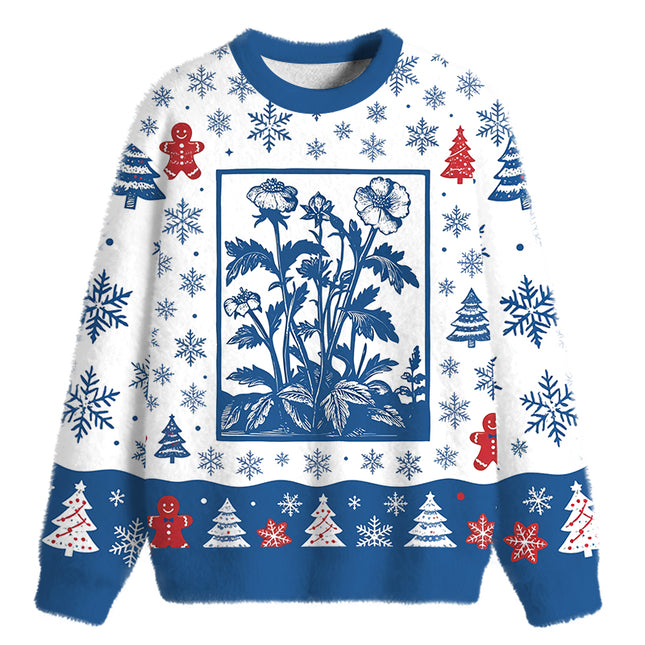 Uglysweatershops Wildflowers Fuzzy Christmas Ugly Sweatshirt