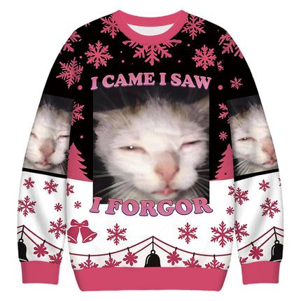 Uglysweatershops I Forgor Funny Cat Meme Christmas Ugly Sweatshirt