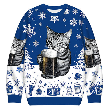 Uglysweatershops Cheers With The Cat Christmas Ugly Sweatshirt