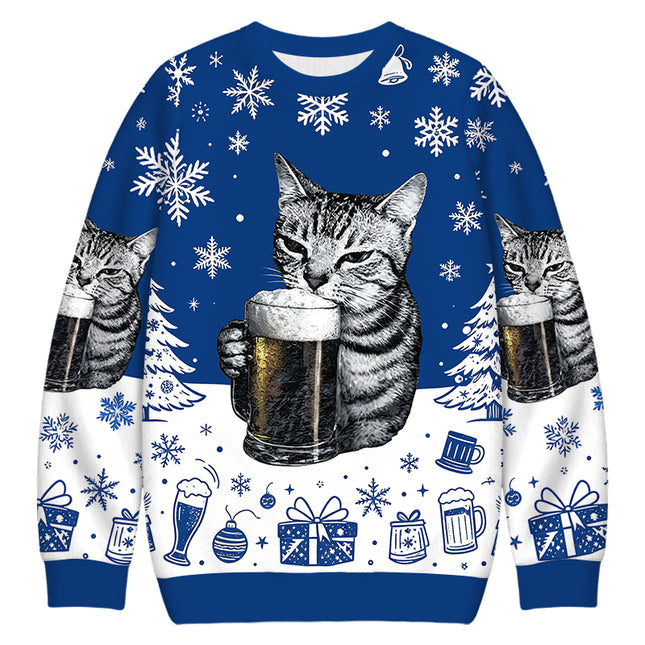 Uglysweatershops Cheers With The Cat Christmas Ugly Sweatshirt