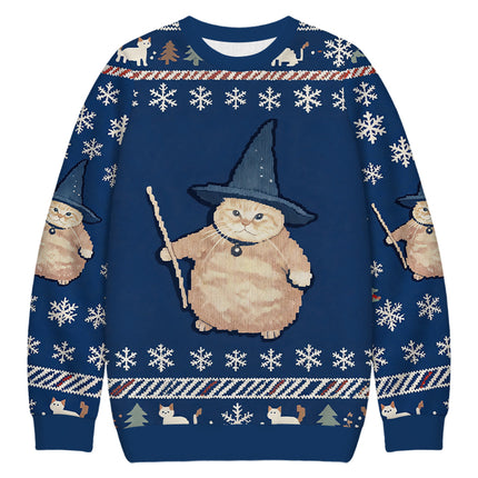 Uglysweatershops Wizard Cat Funny Christmas Ugly Sweatshirt