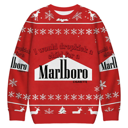 Uglysweatershops I Would Dropkcik A Child Red Christmas Ugly Sweatshirt