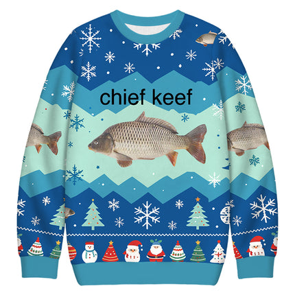 Uglysweatershops Chief Keef Fish Christmas Ugly Sweatshirt