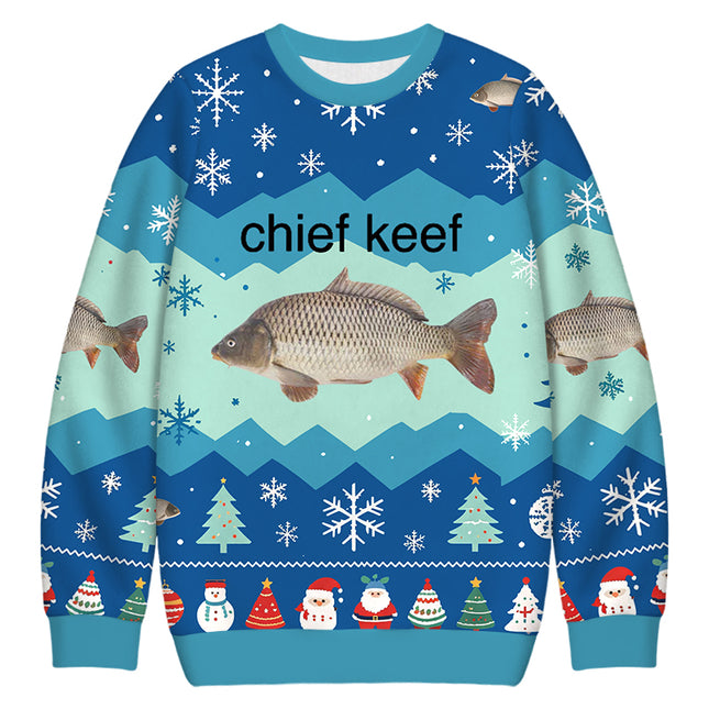 Uglysweatershops Chief Keef Fish Christmas Ugly Sweatshirt