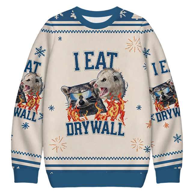 Uglysweatershops I Eat Drywall Christmas Ugly Sweatshirt