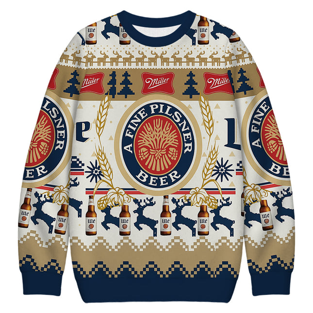 Uglysweatershops Fine Beer Christmas Ugly Sweatshirt