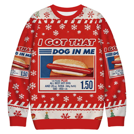 Uglysweatershops I Got That Dog In Me Red Christmas Ugly Sweatshirt