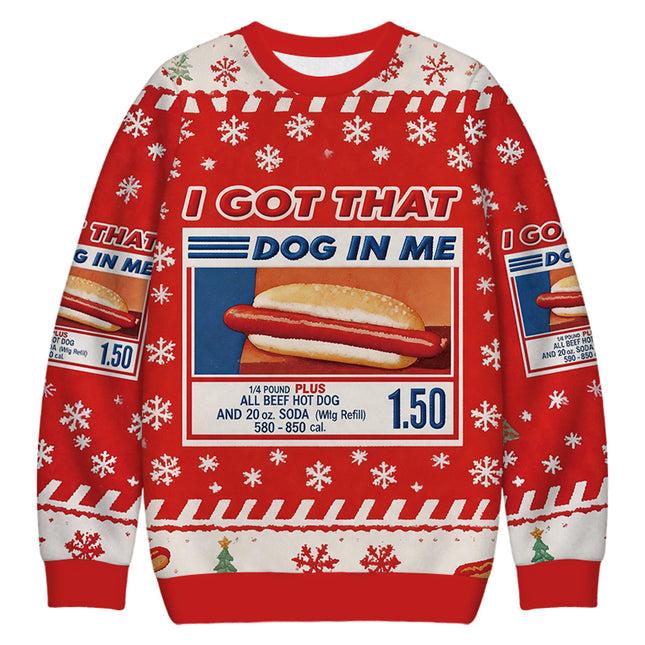 Uglysweatershops I Got That Dog In Me Red Christmas Ugly Sweatshirt