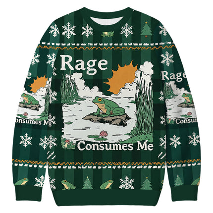 Uglysweatershops Rage Consumes Me Frog Christmas Ugly Sweatshirt
