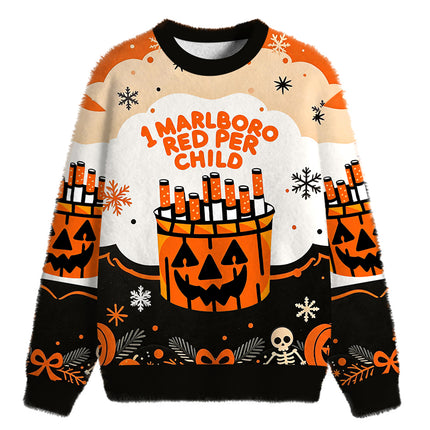 Uglysweatershops Red Per Child Fuzzy Christmas Ugly Sweatshirt