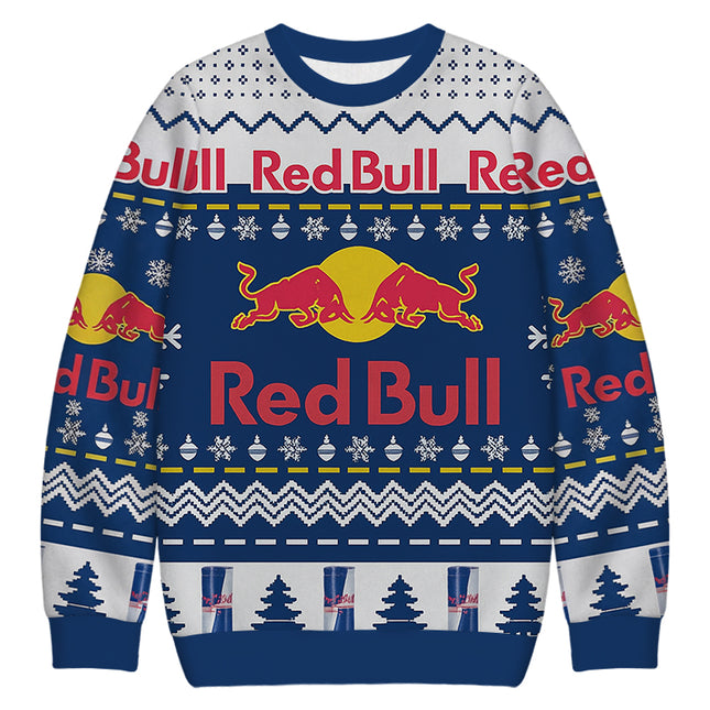 Uglysweatershops Blue Drink Christmas Ugly Sweatshirt