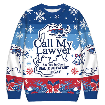 Uglysweatershops Call My Lawyer Christmas Ugly Sweatshirt