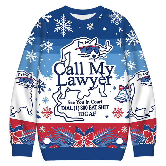 Uglysweatershops Call My Lawyer Christmas Ugly Sweatshirt