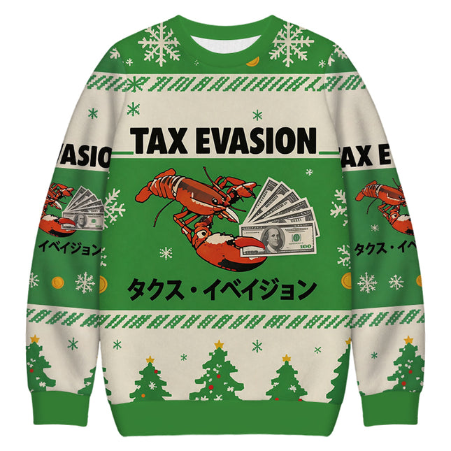Uglysweatershops Green Tux Evasion Funny Christmas Ugly Sweatshirt