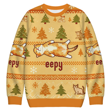 Uglysweatershops Silly Sleepy Cat Meme Christmas Ugly Sweatshirt