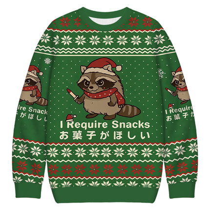 Uglysweatershops Raccoons Need Snacks Funny Christmas Ugly Sweatshirt