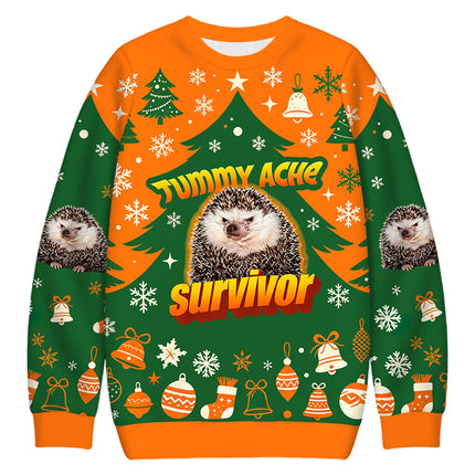 Uglysweatershops Tummy Ache Survivor Meme Christmas Ugly Sweatshirt