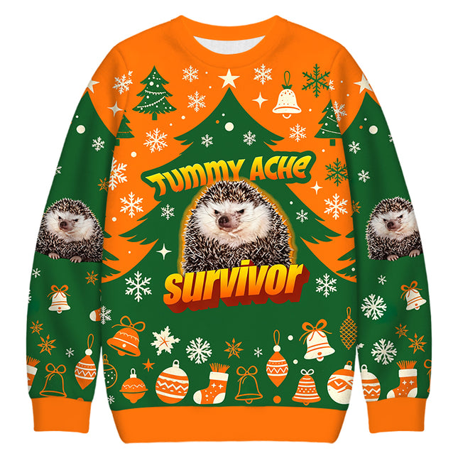 Uglysweatershops Tummy Ache Survivor Meme Christmas Ugly Sweatshirt