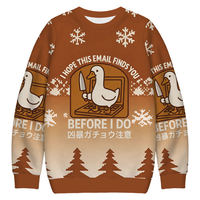Uglysweatershops Goose With A Knife Christmas Ugly Sweatshirt