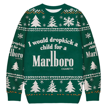 Uglysweatershops I Would Dropkick A Child Green Christmas Ugly Sweatshirt