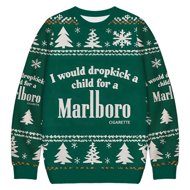 Uglysweatershops I Would Dropkick A Child Green Christmas Ugly Sweatshirt