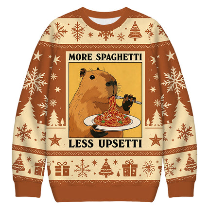 Uglysweatershops Capybara Eating Christmas Ugly Sweatshirt