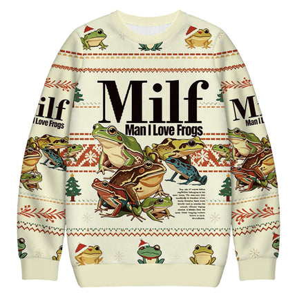 Uglysweatershops Man I Love Frogs Meme Christmas Ugly Sweatshirt
