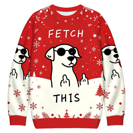Uglysweatershops Rebellious Dog Christmas Ugly Sweatshirt