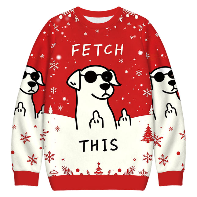 Uglysweatershops Rebellious Dog Christmas Ugly Sweatshirt