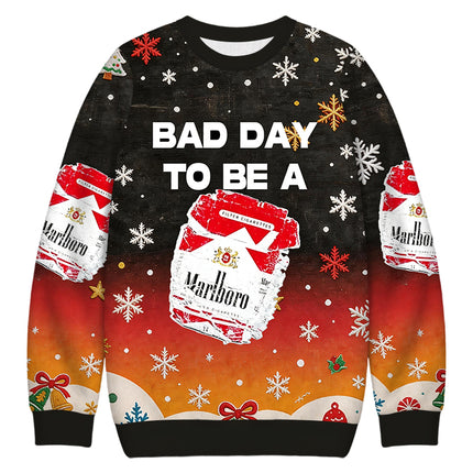 Uglysweatershops Bad Day to be Cigarette Pack Christmas Ugly Sweatshirt