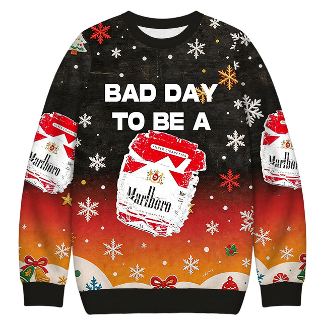 Uglysweatershops Bad Day to be Cigarette Pack Christmas Ugly Sweatshirt