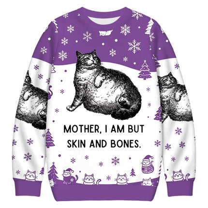 Uglysweatershops Skin & Bones Cat Christmas Ugly Sweatshirt