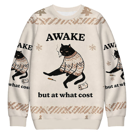Uglysweatershops Decadent Smoking Cat Christmas Ugly Sweatshirt