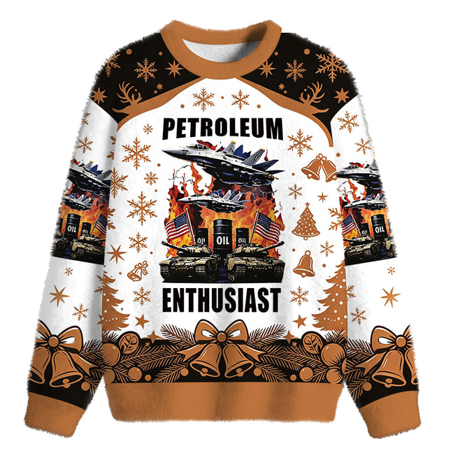 Uglysweatershops Petroleum Enthusiast Fuzzy Christmas Ugly Sweatshirt