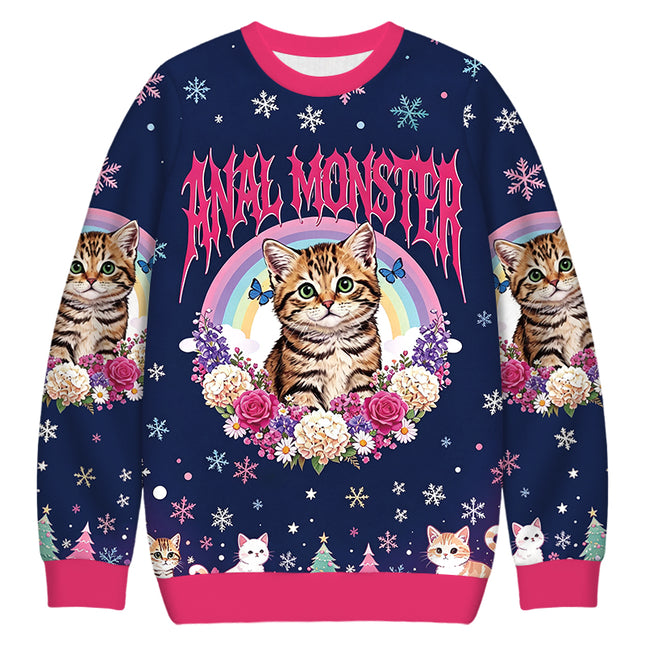 Uglysweatershops Anal Monster Cat Christmas Ugly Sweatshirt