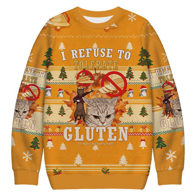 Uglysweatershops I Refuse to Tolerate Gluten Christmas Ugly Sweatshirt