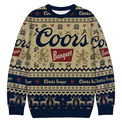 Uglysweatershops Beer Snowing Christmas Ugly Sweatshirt