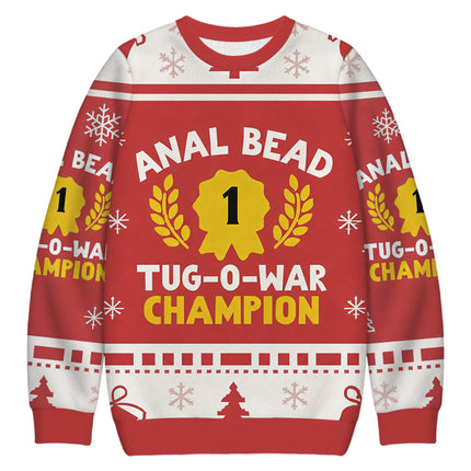 Uglysweatershops Champion Funny Red Christmas Ugly Sweatshirt