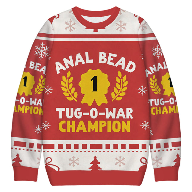 Uglysweatershops Champion Funny Red Christmas Ugly Sweatshirt
