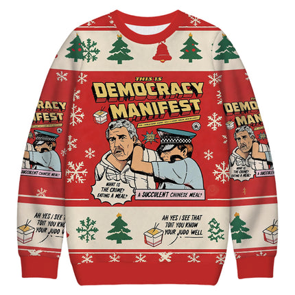 Uglysweatershops This is Democracy Christmas Ugly Sweatshirt