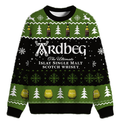 Uglysweatershops Black Beer Fuzzy Christmas Ugly Sweatshirt