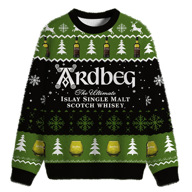 Uglysweatershops Black Beer Fuzzy Christmas Ugly Sweatshirt