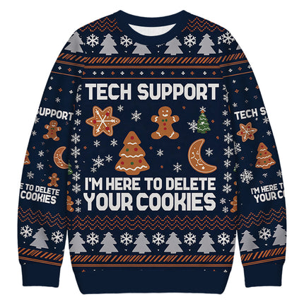 Uglysweatershops Blue Tech Support Computer Programmer Christmas Ugly Sweatshirt