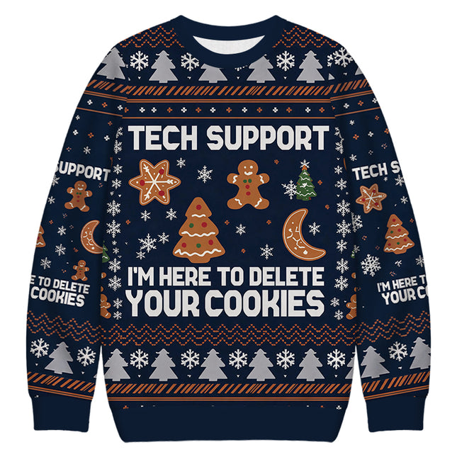 Uglysweatershops Blue Tech Support Computer Programmer Christmas Ugly Sweatshirt