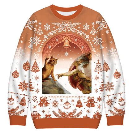 Uglysweatershops The Creation of Cat Christmas Ugly Sweatshirt