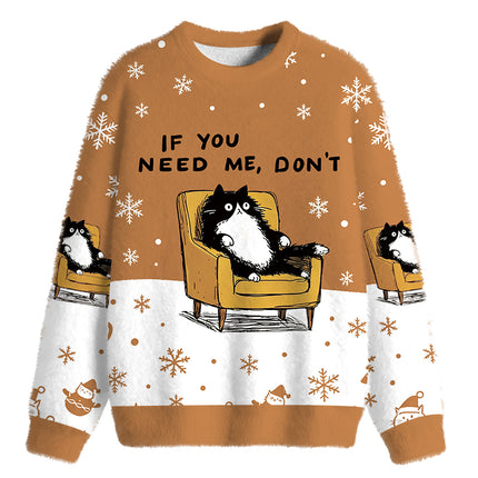 Uglysweatershops Unavailable Cat Fuzzy Christmas Ugly Sweatshirt