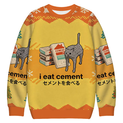 Uglysweatershops I Eat Cement Yellow Christmas Ugly Sweatshirt